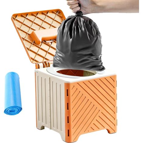 Toilette de camping anti-fuite, inodore, pliable, charge maximale de 70 kg (1/5)