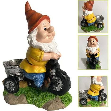 1 Figurine de gnome jardin, résine extérieure, 11,7 cm x 15 cm, décoration pelouse terrasse, cadeau anniversaire Noël (1/5)