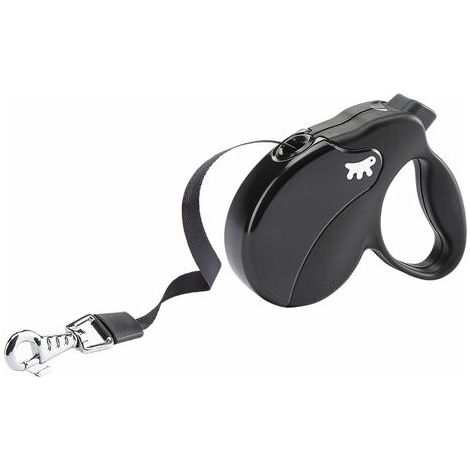 Ferplast AMIGO TAPE Guinzaglio allungabile con fettuccia estensibile. 4 misure, vasta gamma colori.. Variante MINI - Misure: 12 x 3 x h 10 cm - Nero (1/5)