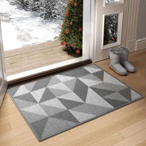 tapis anti-saleté lavable pour porte d'entrée, tapis de sol antidérapant, tapis d'entrée intérieure, 50 x 80 cm, gris (1/4)