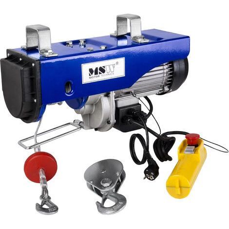 MSW – Palan 990 kg – Câble d'acier 12 m – Installation murale ou sur échafaudage – Télécommande filaire incluse (1/5)