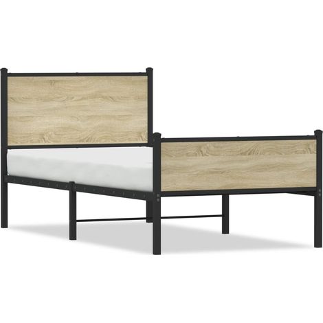 Maison Exclusive - Metallbett ohne Matratze Sonoma-Eiche 100x200 (1/5)