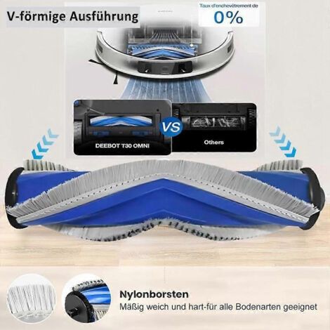 Pour aspirateur robot Ecovacs Deebot T30S / T30S PRO : brosse principale latérale, filtre HEPA, lingette de nettoyage et sacs à poussière (1/4)