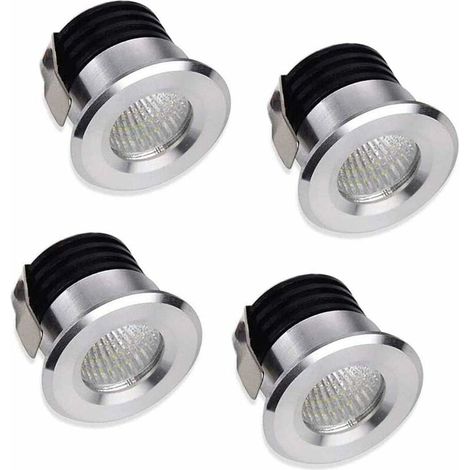 Lot de 4 mini spots LED encastrables, 3 W, blanc chaud, pour vitrine, station d'int&eacuterieur, &eacuteclairage de plaque de pl&acirctre, avec transformateur (1/5)