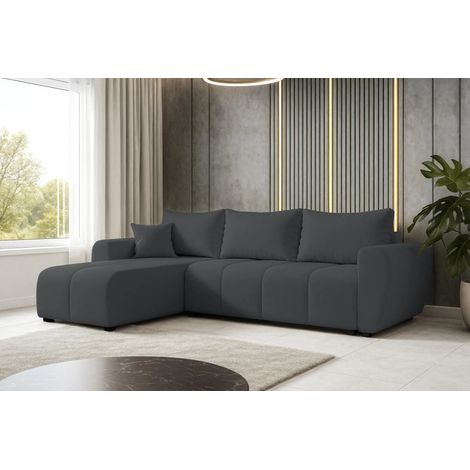 AX LIVING Eckcouch mit Schlaffunktion Malatya L Mini Sofa Dunkelgrau L