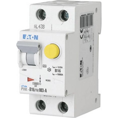 EATON Combinazione interruttore FI/LS, 16 A, 30 mA, caratteristica di intervento interruttore LS: C, 1p + N, caratteristica di intervento interruttore FI: A, 236964