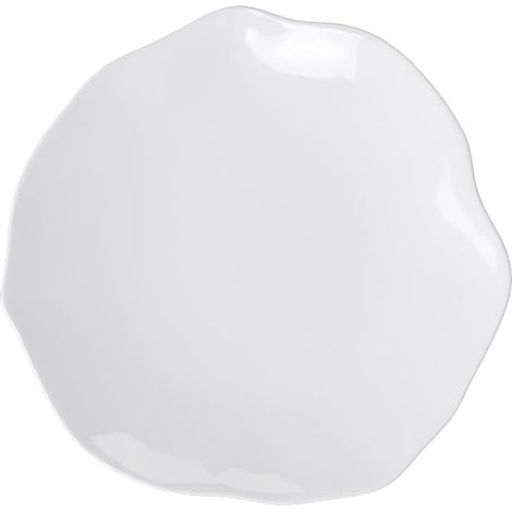 assiette plate, env. 27 × 27 × 3 cm, blanc immaculé, lave-vaisselle et four à micro-ondes, forme fluide, porcelaine Bone (1/5)