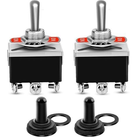 2-Piece 6-Pin/3-Position Heavy-Duty Rocker Switch 0250V/15A DPDT On/Off/On Switch with Waterproof Cap (1/5)