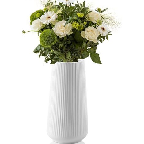 Ecleanfy - Vase Décoratif 20 cm Vase en Céramique Blanc Vases pour Fleurs pour Herbe de la Pampa pour Décoration de Table et Fleurs Séchées (1/5)