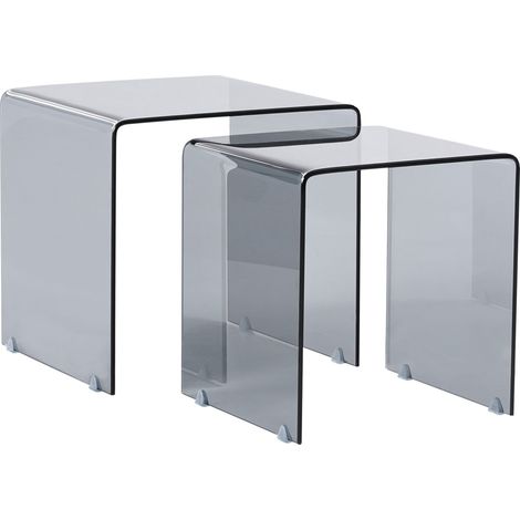 Beistelltisch 2er Set KENDALL Sicherheitsglas Schwarz