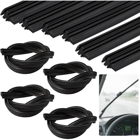 10 Pcs Caoutchouc Essuie Glace 800mm, Remplacement d'Essuie-Glace Universel, Lame de Rechange pour Essuie-Glace Désossé, Bande Essuie Glace Découpable, pour Pare-Brise Véhicules Camion, Noir (1/5)