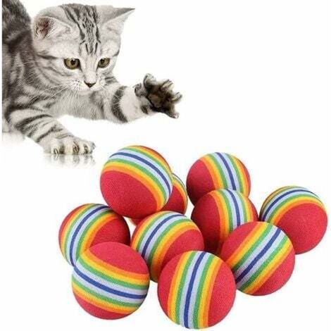 Balles Chat Jouet, 10 Pcs Jouet Balle Mousse Jouet Balle Colorées à Mâcher Balles Chat en Mousse Boules pour Félin Rouleau Roulant Gratter Jouer Mâcher (1/5)