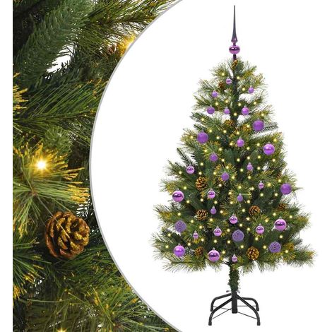 Sapin de Noël,Arbre de Noël artificiel avec branches pliables et cônes 150 cm CFW41938 (1/5)