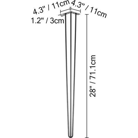 Gambe del tavolo, in resistente acciaio al carbonio, elegante design a forcina, 71 cm (28 pollici) (1/2)