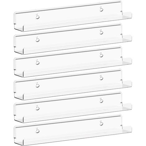 Étagères Flottantes pour Disques Vinyles, Lot de 6 Étagères Murales en Acrylique Clair 30 cm, Décoration pour Livres/Photos/Maquillage, Chambre, Salon, Salle de Bain, Rangement et Organisation (1/5)