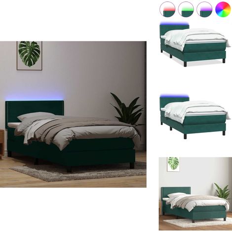 Boxspringbett mit Matratze Dunkelgrün 80x220 cm Samt - Boxspringbett - Boxspringbetten - Bett - Schlafzimmermöbel (1/5)