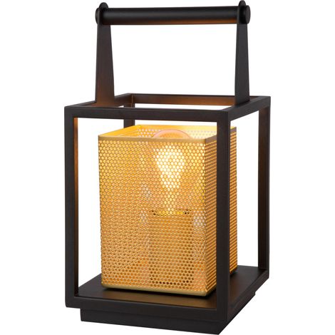Lampe de table Lucide SANSA métal noir/doré E27 40W (1/2)