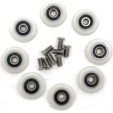 Lot de 8 roues de rechange pour porte de douche de 23 mm de diamètre