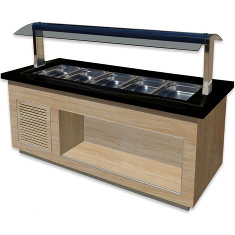 Buffet chaud - 5 GN - Chêne - Granit noir - Température +30/+90°C - LINE SB-H 200 - Saro