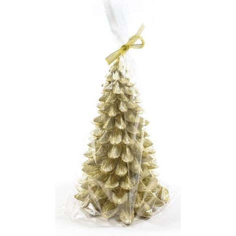 Candela a forma di Albero di Natale, decorazione per interno ed esterno -Ø 9 x h 12 cm / Verde (1/4)