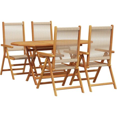 Set da Pranzo per Giardino 5 pcs Beige Legno di Acacia Massello vidaXL (1/5)