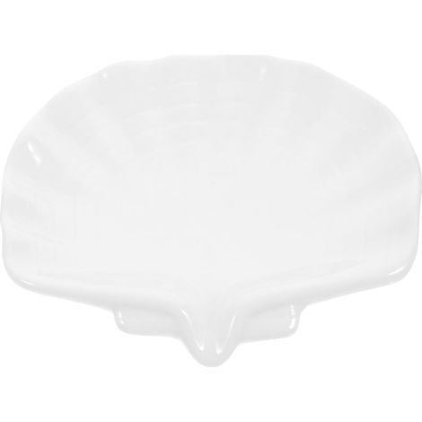 Elegant and Sturdy White Ceramic Seashell Soap Dish, Soap Tray Prevents Wear and Tear, Practical for Bathroom or Office (1/5)