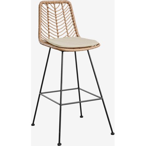Lot de 2 tabourets hauts en rotin synthétique Gouda Natural SKLUM NATUREL ↑75 cm         Noir