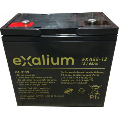 Batterie Plomb 12V 55Ah EXALIUM (226X135X229) (EXA55-12)