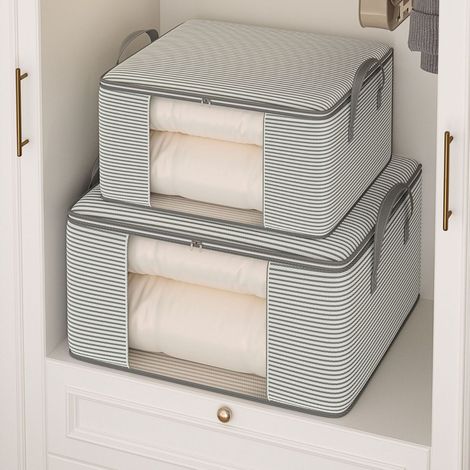 Boîte de rangement pliable, boîte de rangement pour vêtements avec couvercle, boîte de rangement pour placard avec poignée. (1/5)