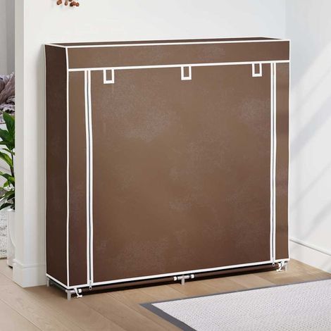 Stoff Schuhschrank mit Abdeckung 115 x 28 x 110 cm Braun