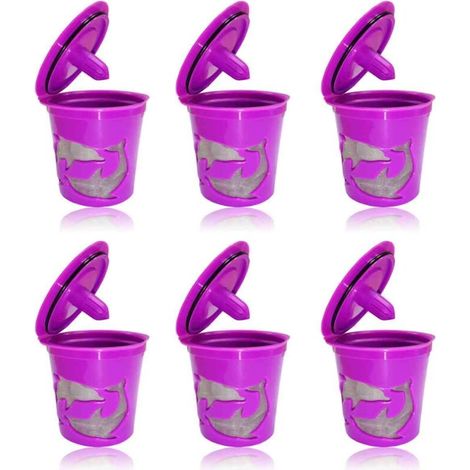 Bardusch - Compatible avec le panier-filtre à café Keurig 2.0, ensemble de capsules K-Cup réutilisables avec 3 capsules rechargeables violettes et rouges. (1/5)