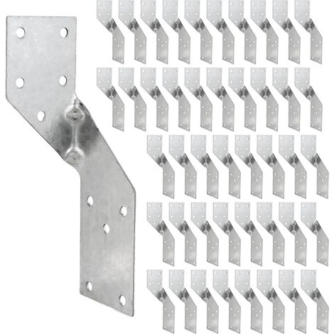 32PCS Équerre Renvoyée Connecteur Charpente 40x140mm Ancrage pour Chevron en Fer Galvanise 1.2mm Epaisseur Ancrage Poutre Support pour Poutre Bois Resistant (16 Gauche et 16 Droite) (1/5)