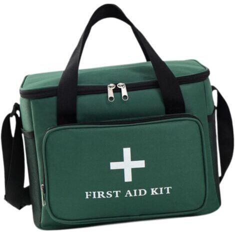 Trousse de premiers secours vide, grande capacité, légère, à plusieurs compartiments, idéale pour les activités de plein air et nautiques, verte (1/5)
