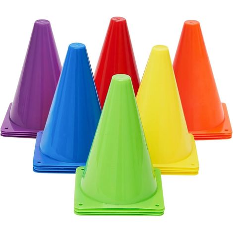 30 Pièces Cônes de Signalisation, 19CM Marqueur D'entraînement de Football en Plastique Cônes De Marquage pour Patinage Basket-Ball Football Activités Événements Jeu De Lancer (6 Couleurs) (1/5)