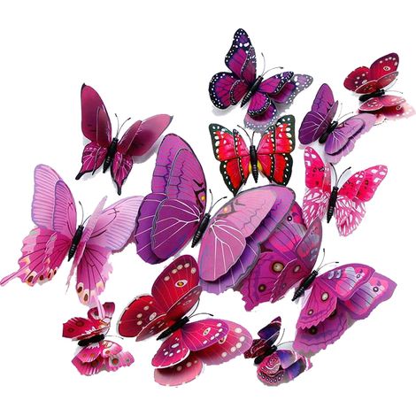 Sticker Mural Papillon - Effet 3D Double Couche - Décoration Murale Salon Chambre - 1 Pièce (1/5)