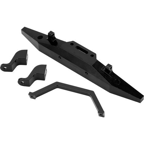 Pare-chocs avant aluminium avec crochet remorque pour RC 1/12 MN D90, protection châssis noir. (1/5)