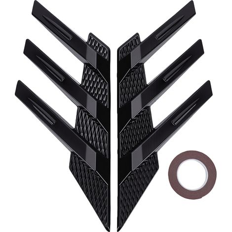 Becquet latéral de pare-brise arrière de voiture, 2 pièces, décoration de persienne extérieure noire brillante 3D (1/5)