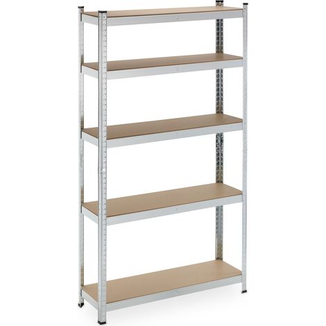 Scaffale spazioso modulare a 5 livelli per garage e cantina, 90 x 40 x 20 cm, in metallo argentato, 130012651
