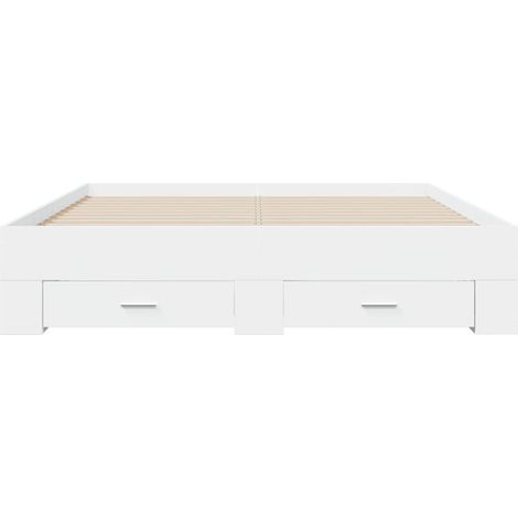 Cadre de lit avec tiroirs blanc 140x200 bois d'ingénierie (1/5)