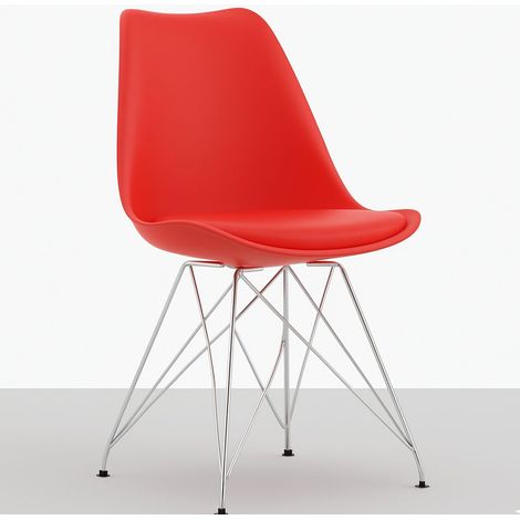 ORION91oficial® - Silla VEGA Estructura Cromada Asiento Acolchado Piel Sintética Color Rojo – 48 x 41 x 82 cm Comedor-Oficina-Salón-Teletrabajo-Cocina - spaziOrion91 - Unidad (1/4)