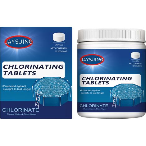 Feuilles nettoyantes pour piscine JAYSUING - Se dissolvent facilement pour nettoyer l'eau de la piscine, éliminent le calcaire et les odeurs, 200 g (10 x 20 g) (1/5)