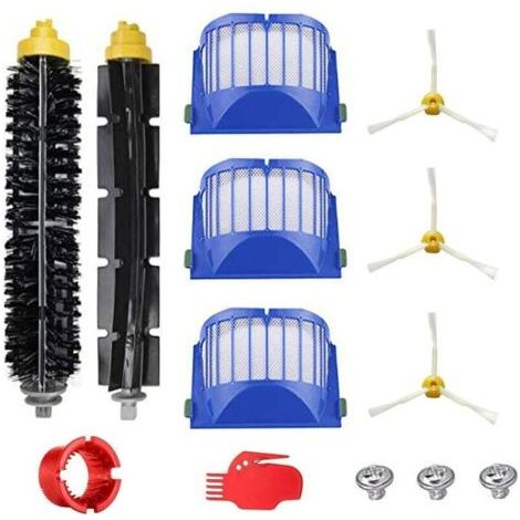 Accessoires de robot de balayage série 600 série 6 vis simple  3, 3 brosses latérales triangulaires + 3 filtres + 1 jeu de brosses principales + 1 lame + 1 cylindre de nettoyage