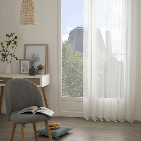 Voilage "Moly" tamisant 135 x 240 cm Atmosphera - Blanc - Blanc -