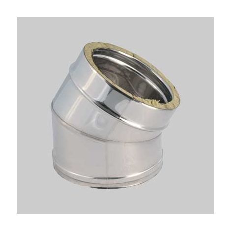 Curva 45° doppia parete acciaio inox Ø 180/230 mm spessore 0,5 mm canna fumaria