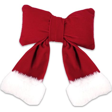 Nœud Papillon De Noël - Velours Rouge 3D - Décoration Pour Arbre De Noël Topper Mur Et Cadeau - 1 Pièce (1/5)