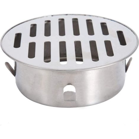 Siphon de sol en acier inoxydable, évier de balcon rond anti-obstruction, siphon de sol amovible pour jardin extérieur, tuyau d'évacuation, tuyau d'échappement, toit, balcon (110 bouche plate) (1/4)