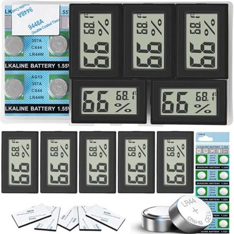 Ensemble de 5 thermomètres et hygromètres numériques avec grand écran LCD pour la maison, la chambre de bébé, le bureau et la serre. (1/5)