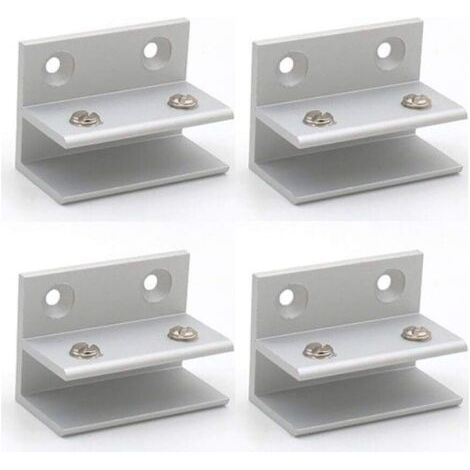 Sollbry Lot de 4 pinces à verre en forme de F, support mural, pinces de douche, étagère, panneaux de serrage 10–12 mm