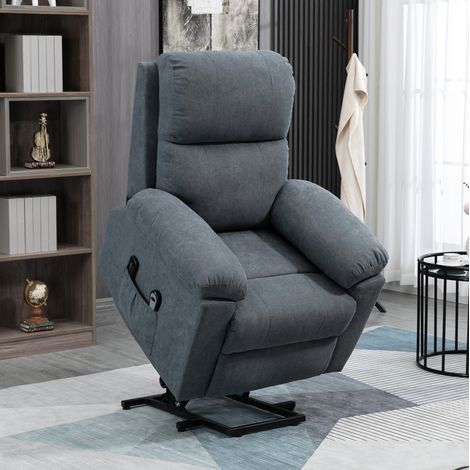 Fauteuil releveur massant HOMCOM, 8 moteurs vibrants, télécommande, lin gris (1/5)