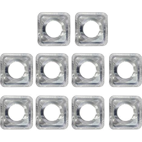 10Pcs Feuilles d ' Aluminium Couverture de brûleurs de cuisinière à gaz Carrés Jetables Doublure de brûleurs à gaz Protecteurs de Table de Cuisson Doublure de Bavoir jetables (1/5)